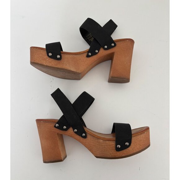 MIA Sandals 10~Fits 9 Chunky Platform Strappy Wooden Heel Retro Boho Cowgirl - Picture 14 of 15